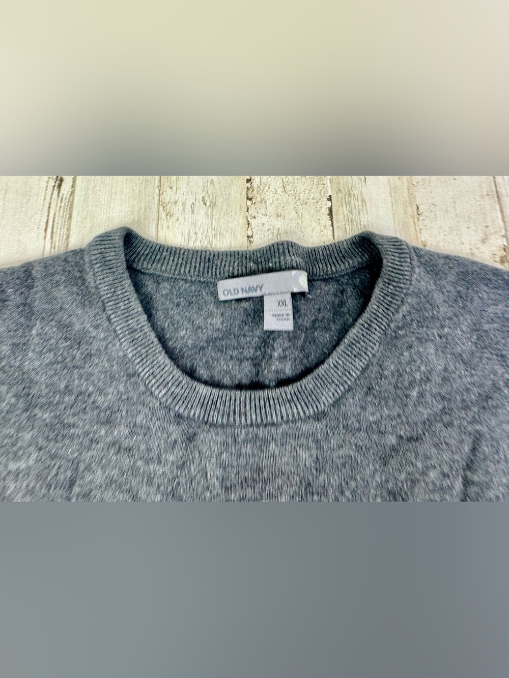 Old Navy Men's XXL Sweater Crewneck Heathered Gray Soft Knit Pullover - Picture 4 of 14